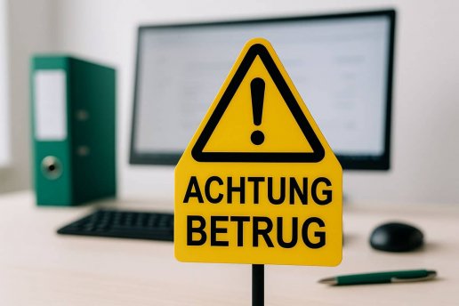 Betrugsmasche im Fundraising mit Warnschild Achtung Betrug