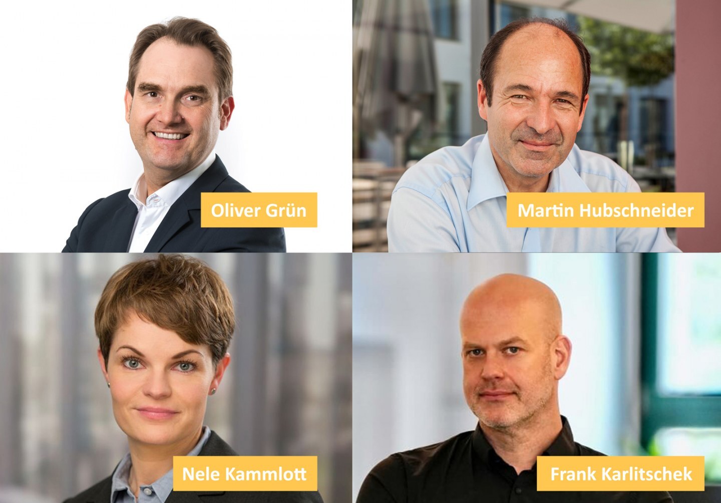 Vorstand des Bundesverband IT-Mittelstand e.V. (BITMi): Dr. Oliver Grün, Martin Hubschneider, Nele Kammlott und Frank Karlitschek.