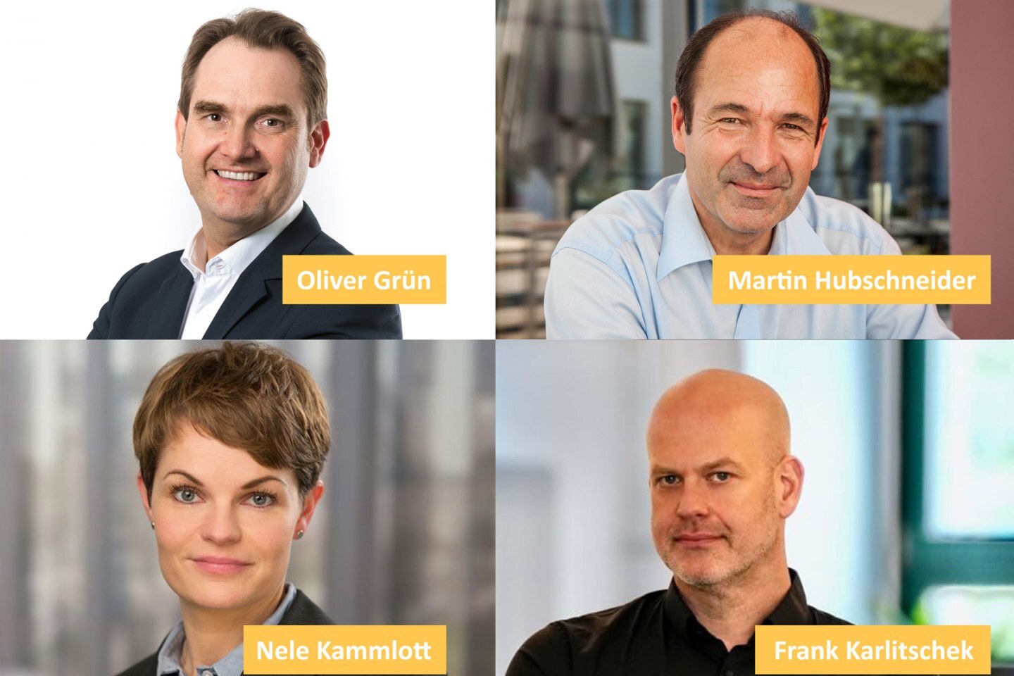 Vorstand des Bundesverband IT-Mittelstand e.V. (BITMi): Dr. Oliver Grün, Martin Hubschneider, Nele Kammlott und Frank Karlitschek.