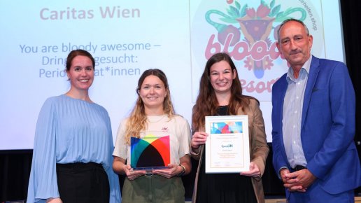 The GRÜN The fundraising award for the most successful and creative online campaign of the year went to Caritas Vienna with the campaign “You are bloody awesome – urgently wanted: period sponsors” for International Women’s Day 2023