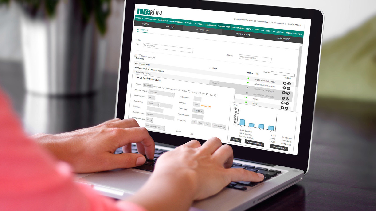 GRÜN IMB, die Software für Spendenorganisationen mit dem Schwerpunkt des automatisierten Kampagnenmanagements, wurde in der Version 2.8 grafisch überarbeitet.