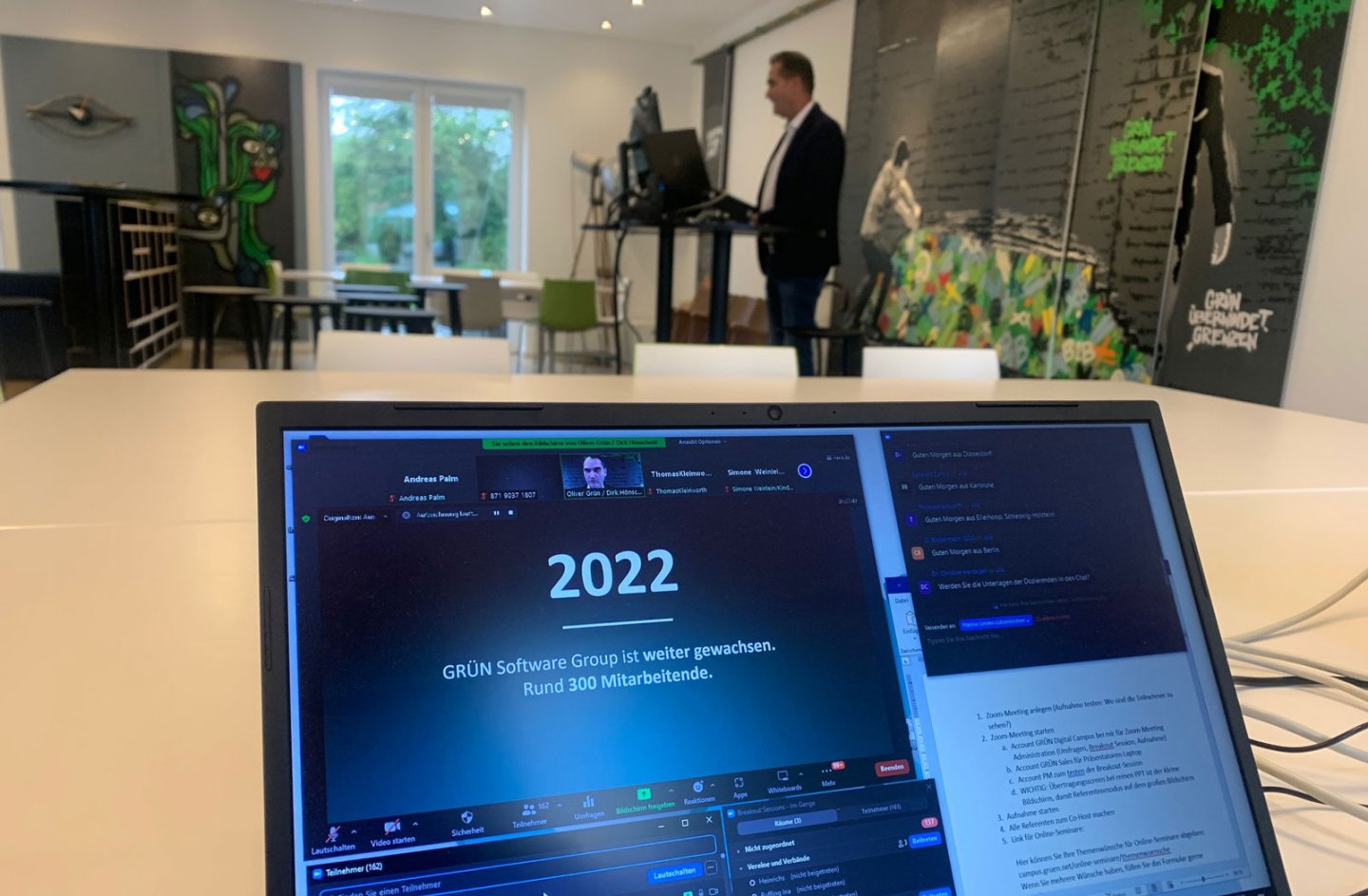 Dr. Oliver Grün begrüßte virtuell die Teilnehmenden der GRÜN Innovations! 2022.
