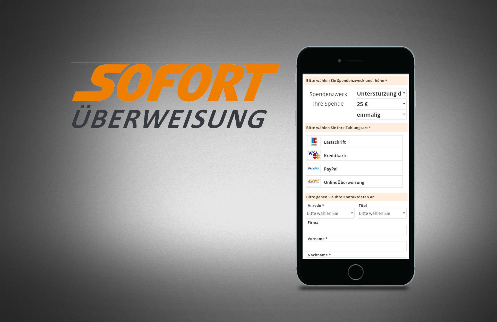 GRÜN spendino integrates SOFORT Überweisung