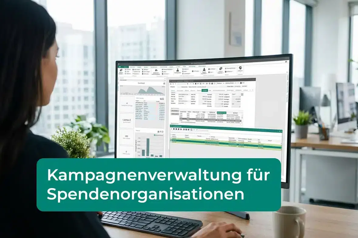 Kampagnenverwaltung für Spendenorganisationen Software Dashboard GRÜN VEWA