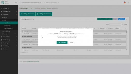 Die Beitragsabrechnung in der Online-Mitgliederverwaltung GRÜN membrs.