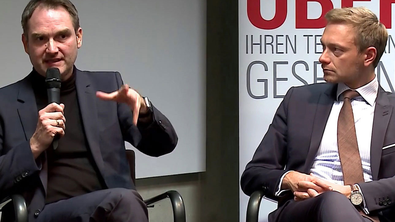 GRÜN CEO Dr. Oliver Grün diskutiert mit FDP-Chef Christian Lindner.