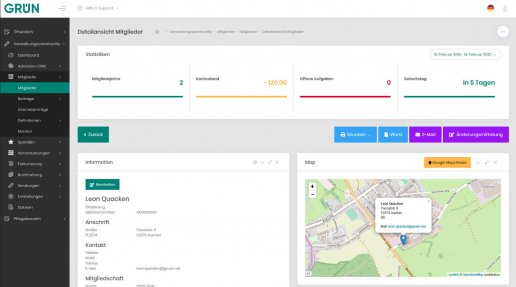 GRÜN eVEWA4: Mitgliederverwaltung & CRM