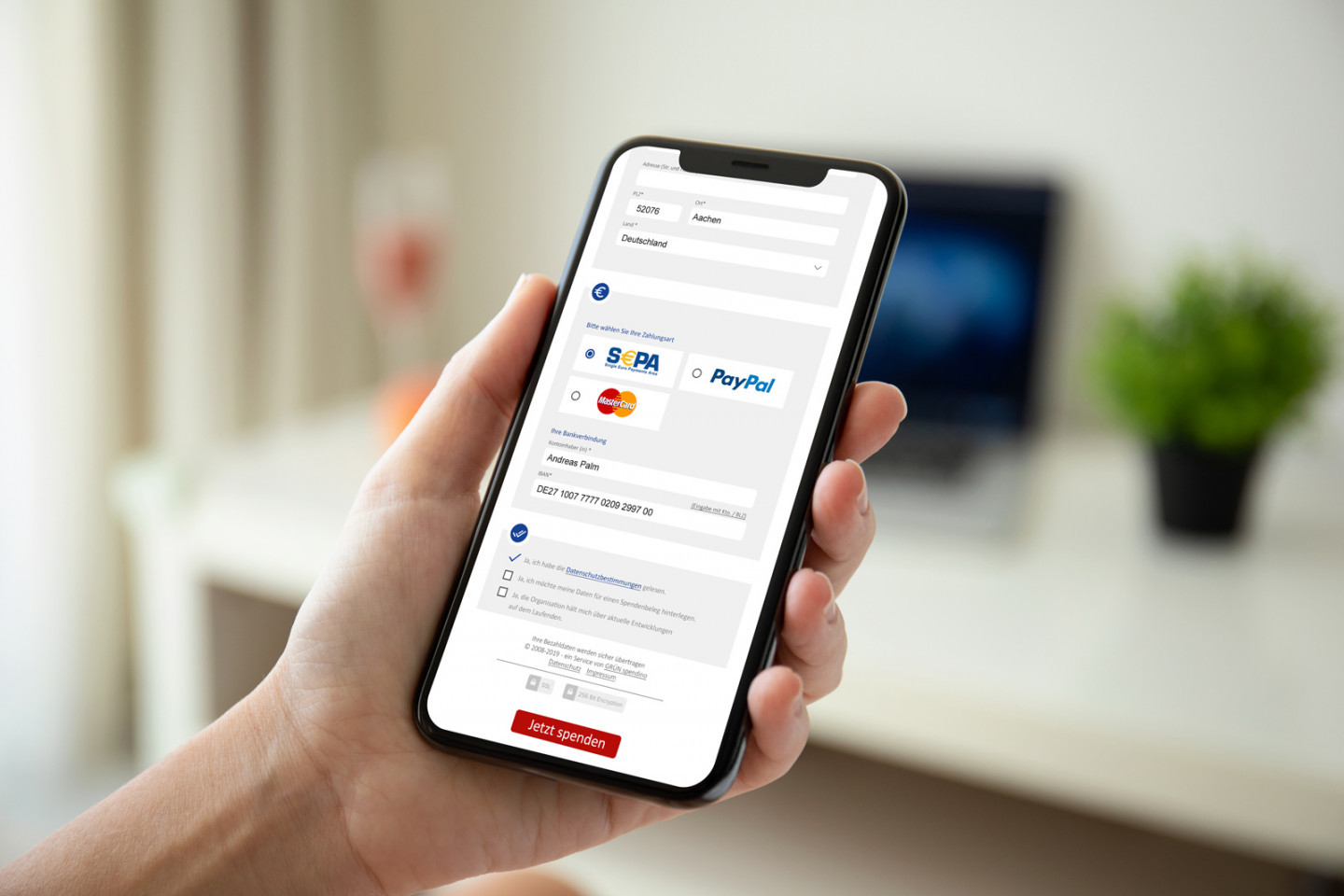 Online Spendenformular GRÜN spendino