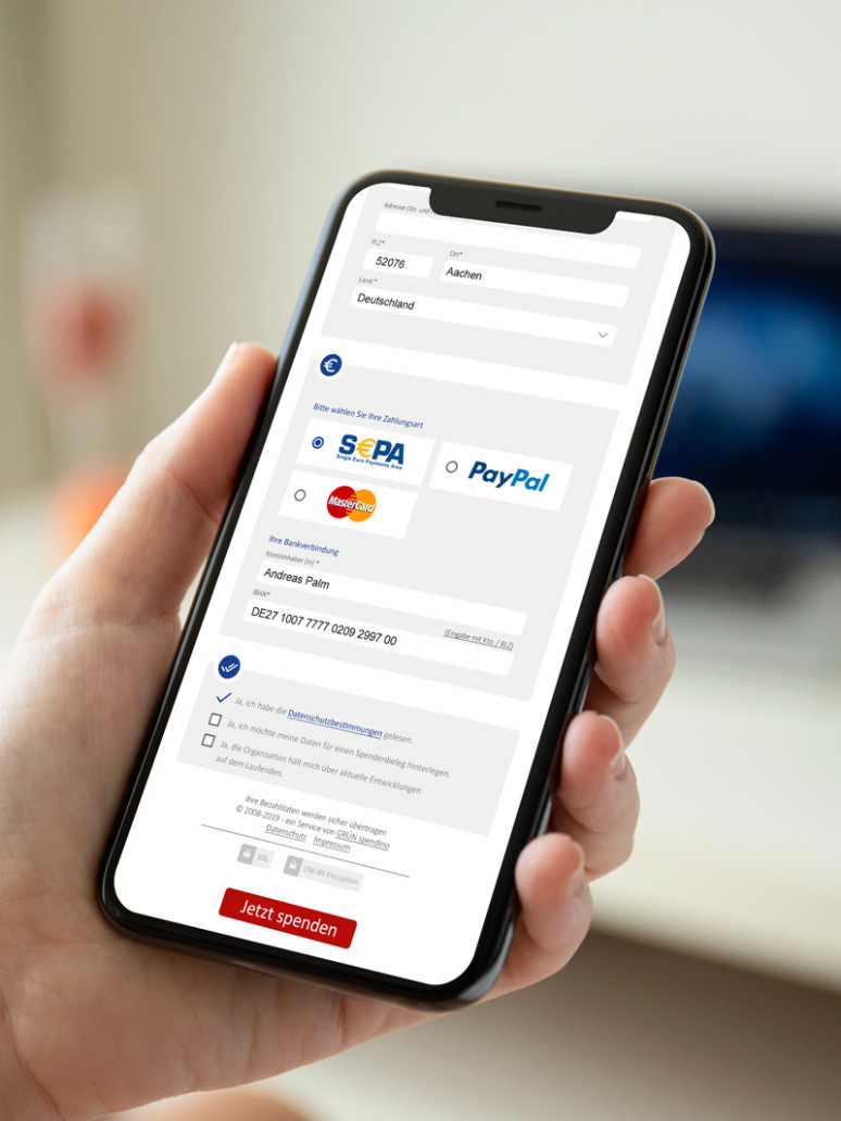 Online donation form GRÜN spendino