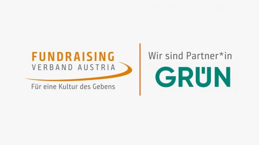 Offizielles Partnerlogo des Fundraising Verbands Austria mit GRÜN Fundraising Services