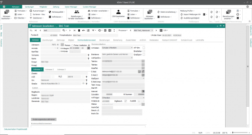 VEWA Adressmaske bei der Pflegeausbildungsfonds Niedersachsen GmbH