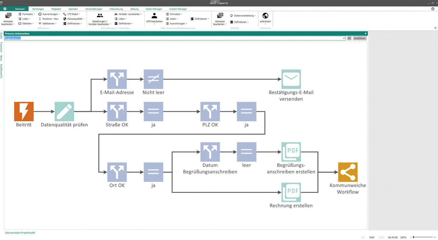 Den Mitgliedsbeitritt über die Process Automation in GRÜN VEWA7 automatisieren