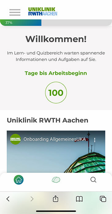 Countdown bis zum ersten Arbeitstag - Progressive Web App der Uniklinik Aachen