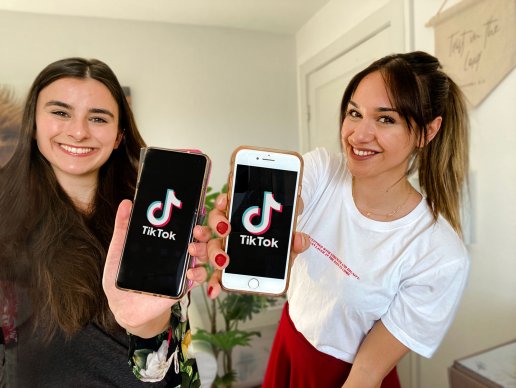Marie (left) and Rose talk about faith on TikTok - one of the publisher's donation projects.