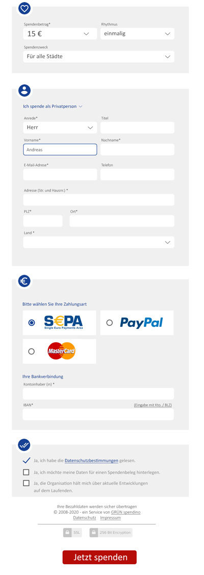 Online Spendenformular
