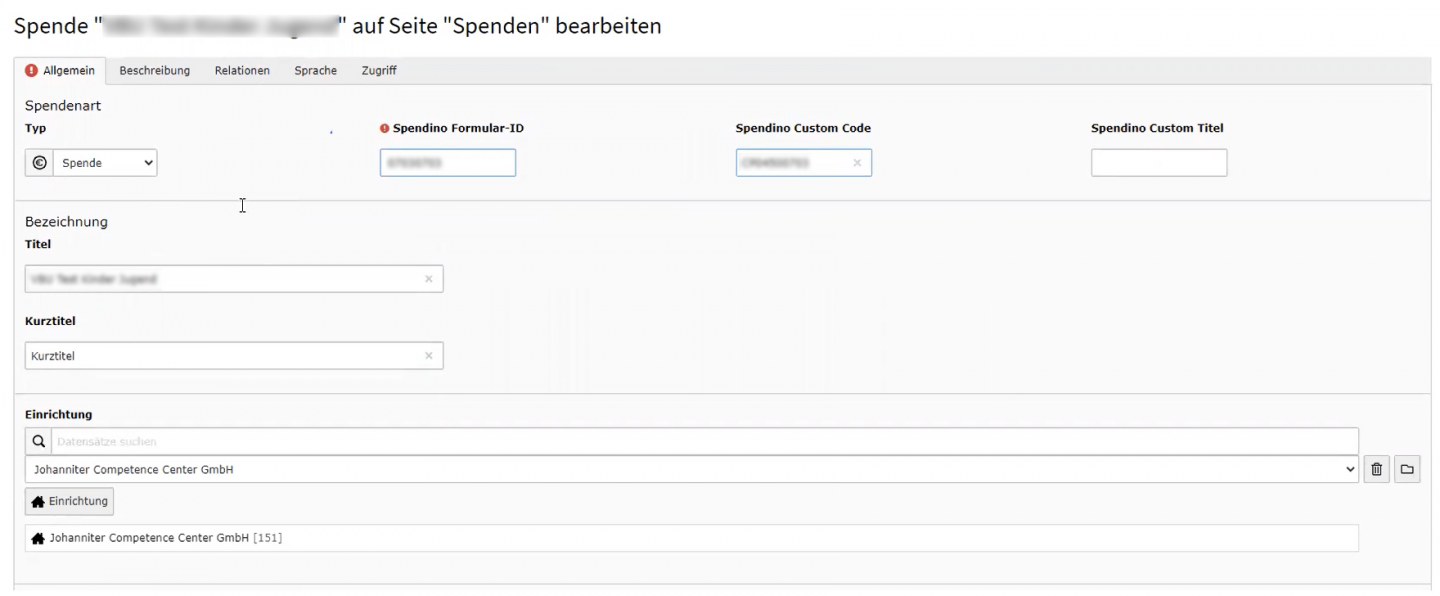TYPO3 Extension für das Online Spendenformular von GRÜN spendino.