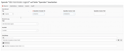 TYPO3 extension for the online donation form from GRÜN spendino.