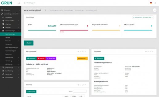 Veranstaltungsabwicklung in GRÜN eVEWA4