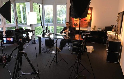 Dr. Oliver Grün when recording his interview.