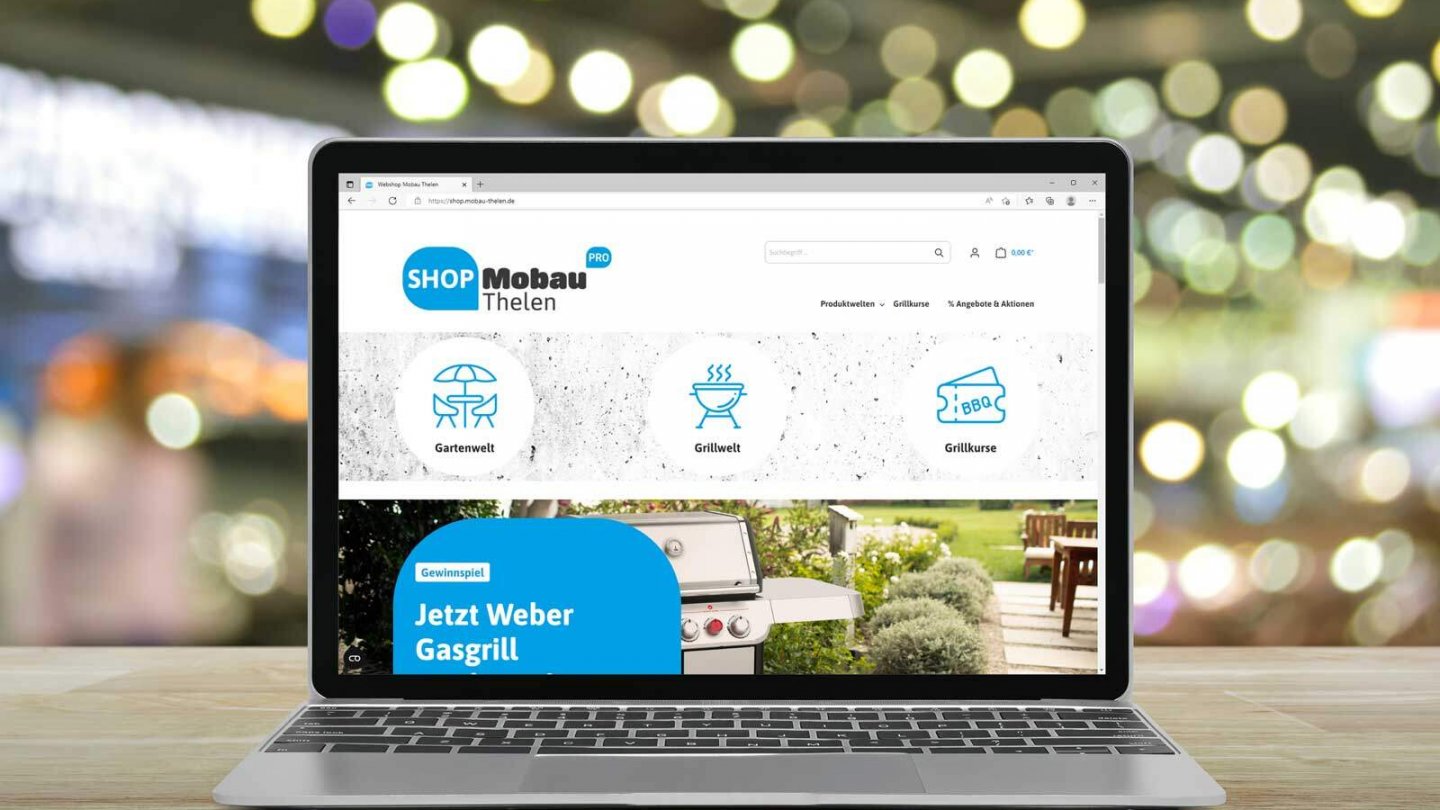Webshop Mobau Thelen mit Anbindung an die Warenwirtschaft von GRÜN TeamServ.