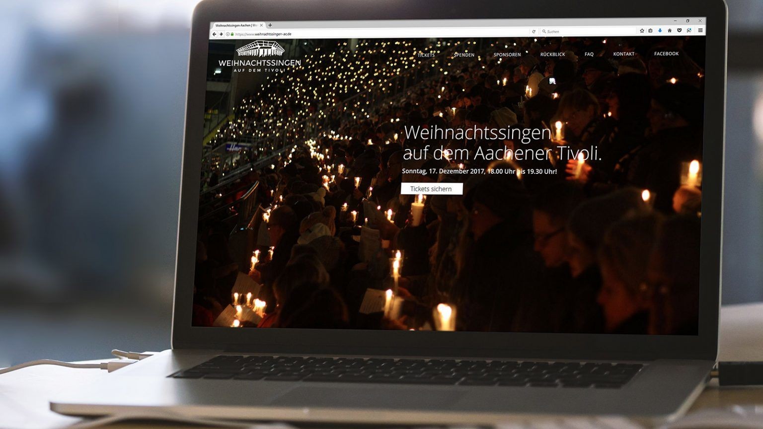 Die neue Webseite zum Weihnachtssingen auf dem Aachener Tivoli wurde von der GRÜN Software AG komplett überarbeitet.